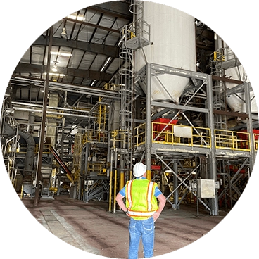 Man at Crystal Green facility