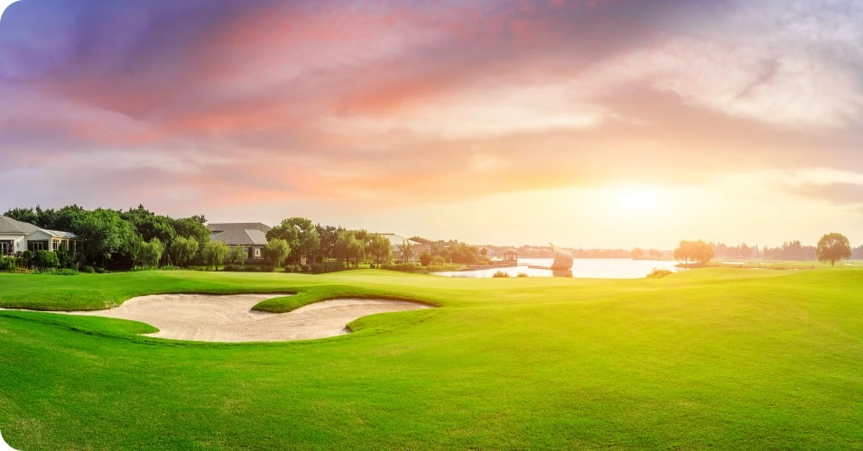 Golf course at sunset